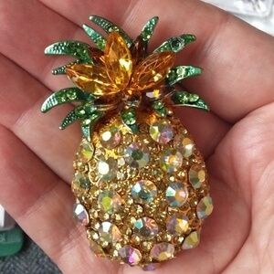 Gold and Green Pineapple Brooch